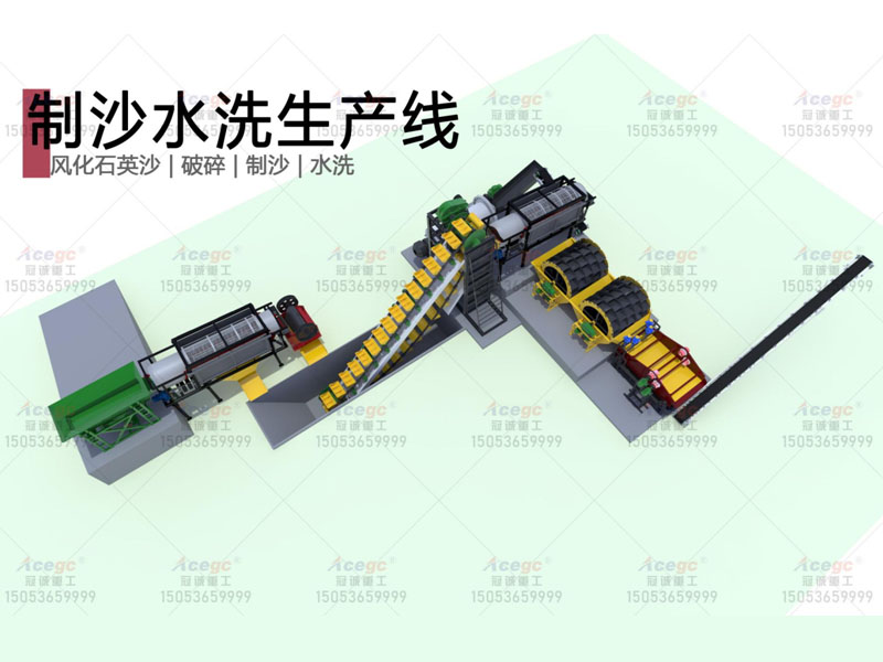 200T风化石英沙球磨破碎制沙水洗生产线